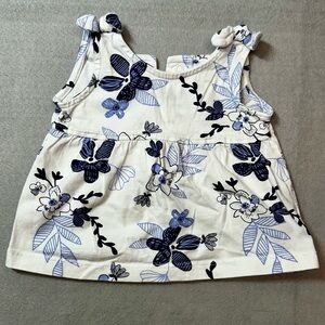Carters Floral Baby Dress/top with light/navy blue flowers and bow accents- 9m
